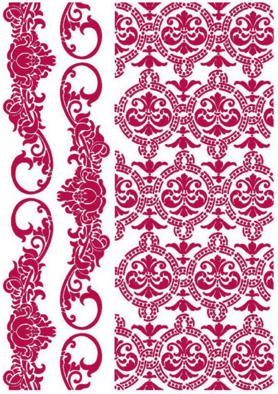Stamperia stencil G romantische dagboekrand en textuur 